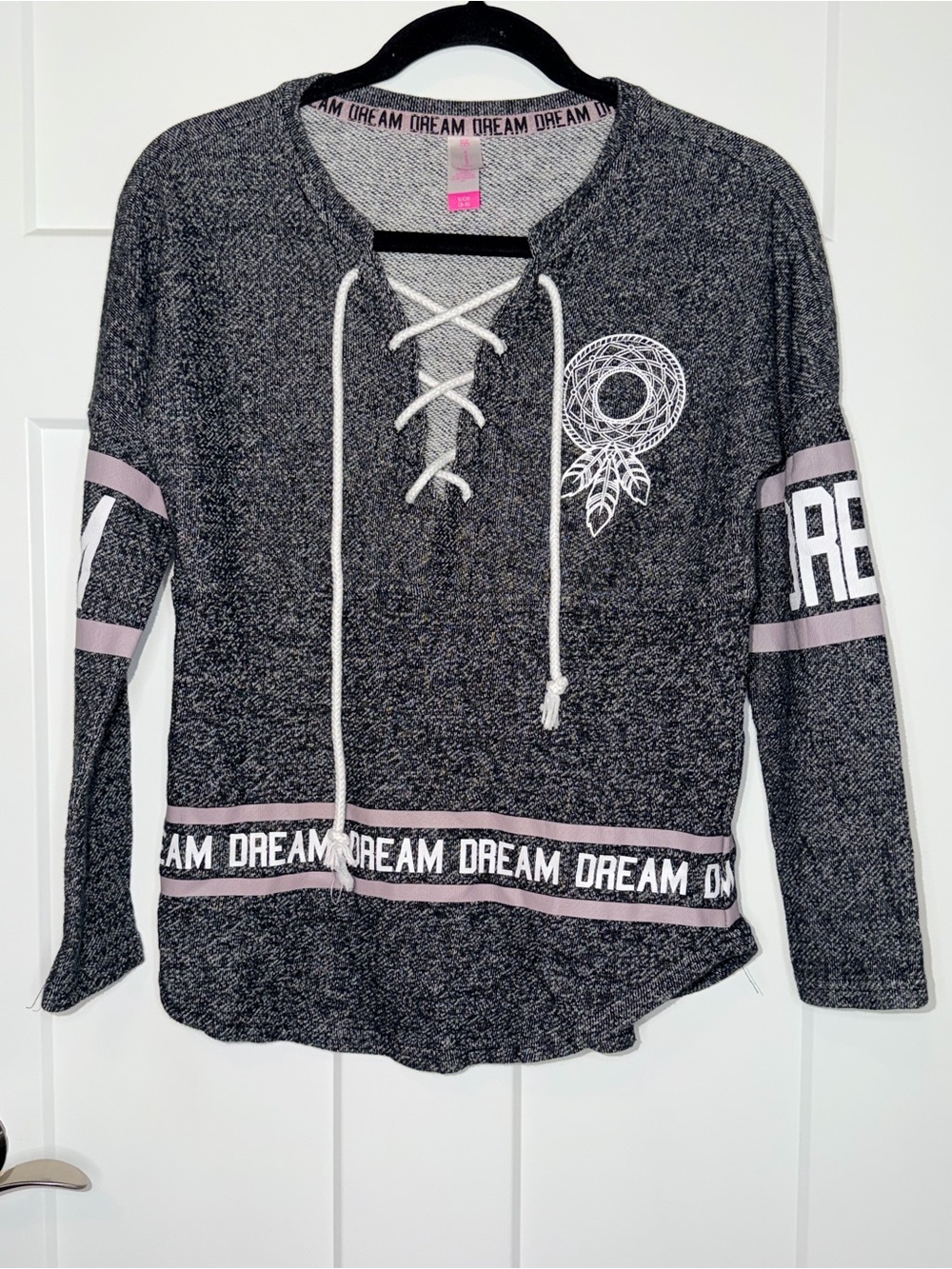 No Boundaries Hockey Style Lace Up Sweatshirt